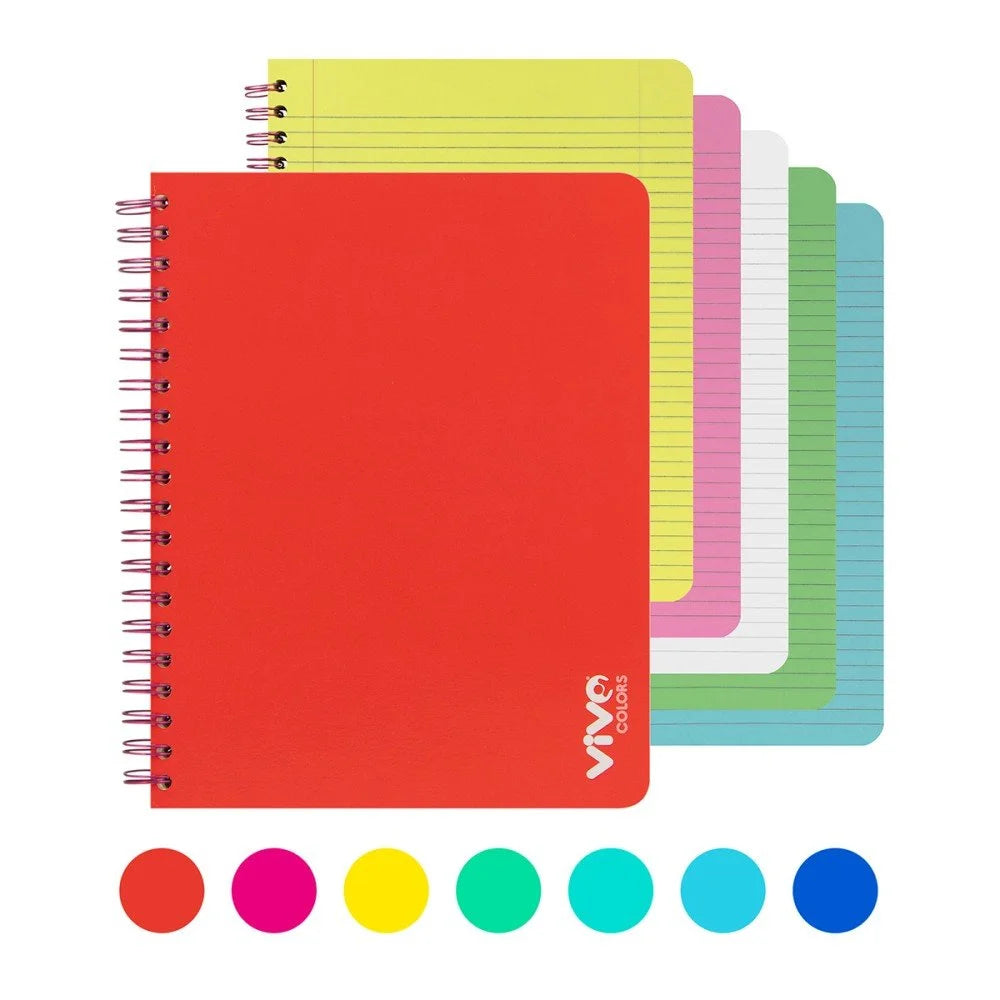 Cuaderno Espiral 150H Vivo 239960 Colores Lineas Doble Anillo