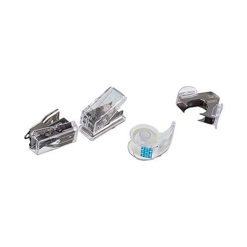 Mini kit de escritorio (engrapadora, perforador, dispensador y sacagrapas)