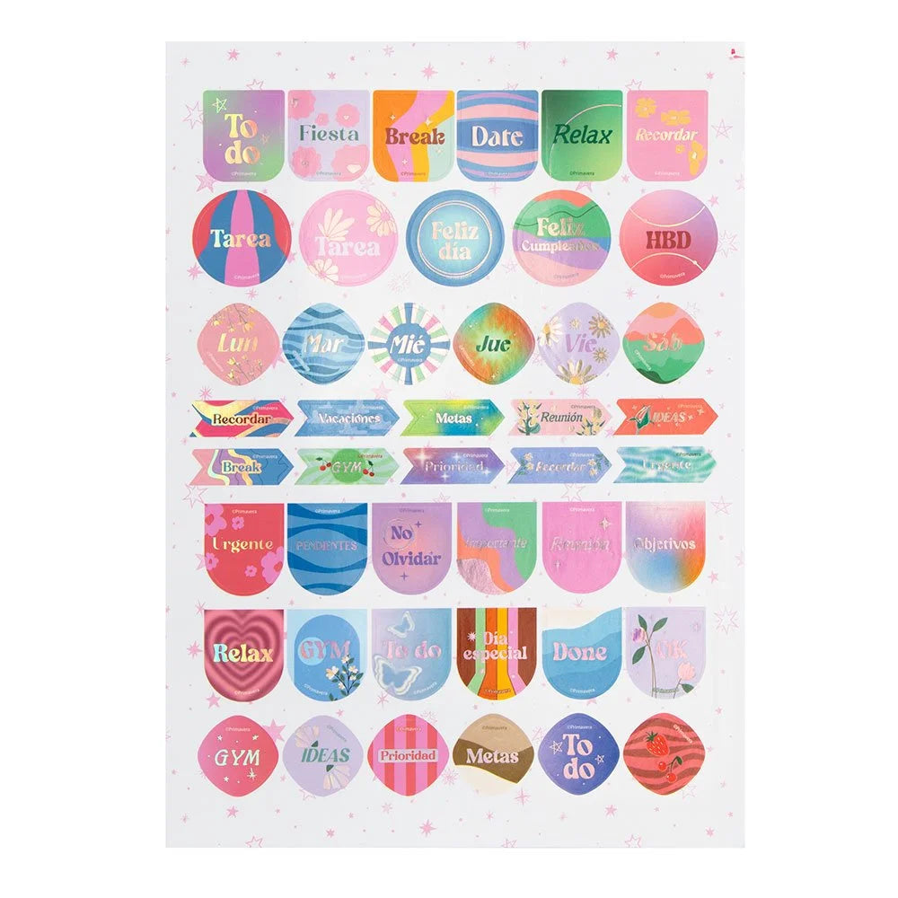 Cuaderno Espiral 100H Primavera Flower Power Doble Anillo Lineas
