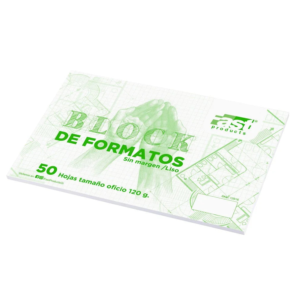 Block Formato Liso. 120grs. Tamaño Oficio. 50H. Fast