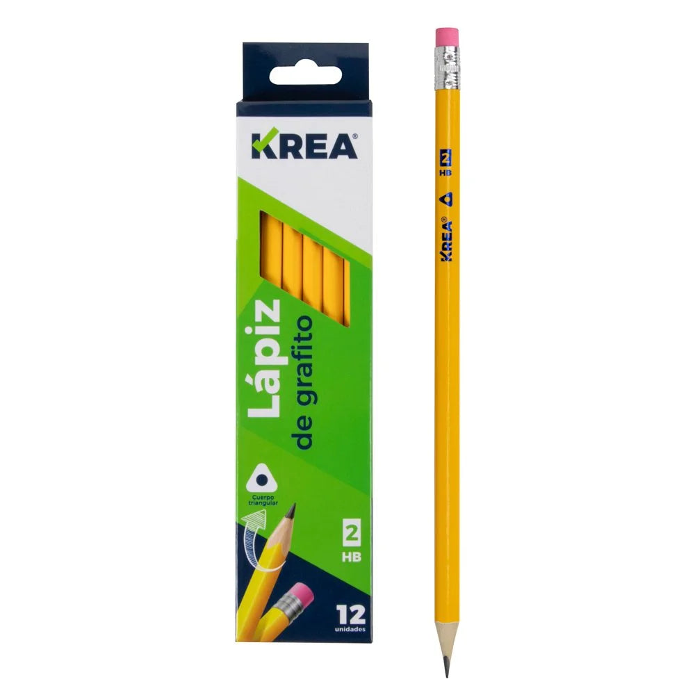 Lapiz Triangular Krea Amarillo No 2 HB Caja x 12 Unidades