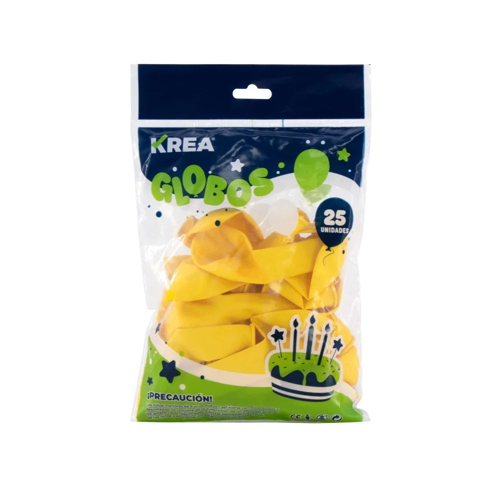 Globo Latex Standar Krea 10" Bolsa de 25pcs Amarillo