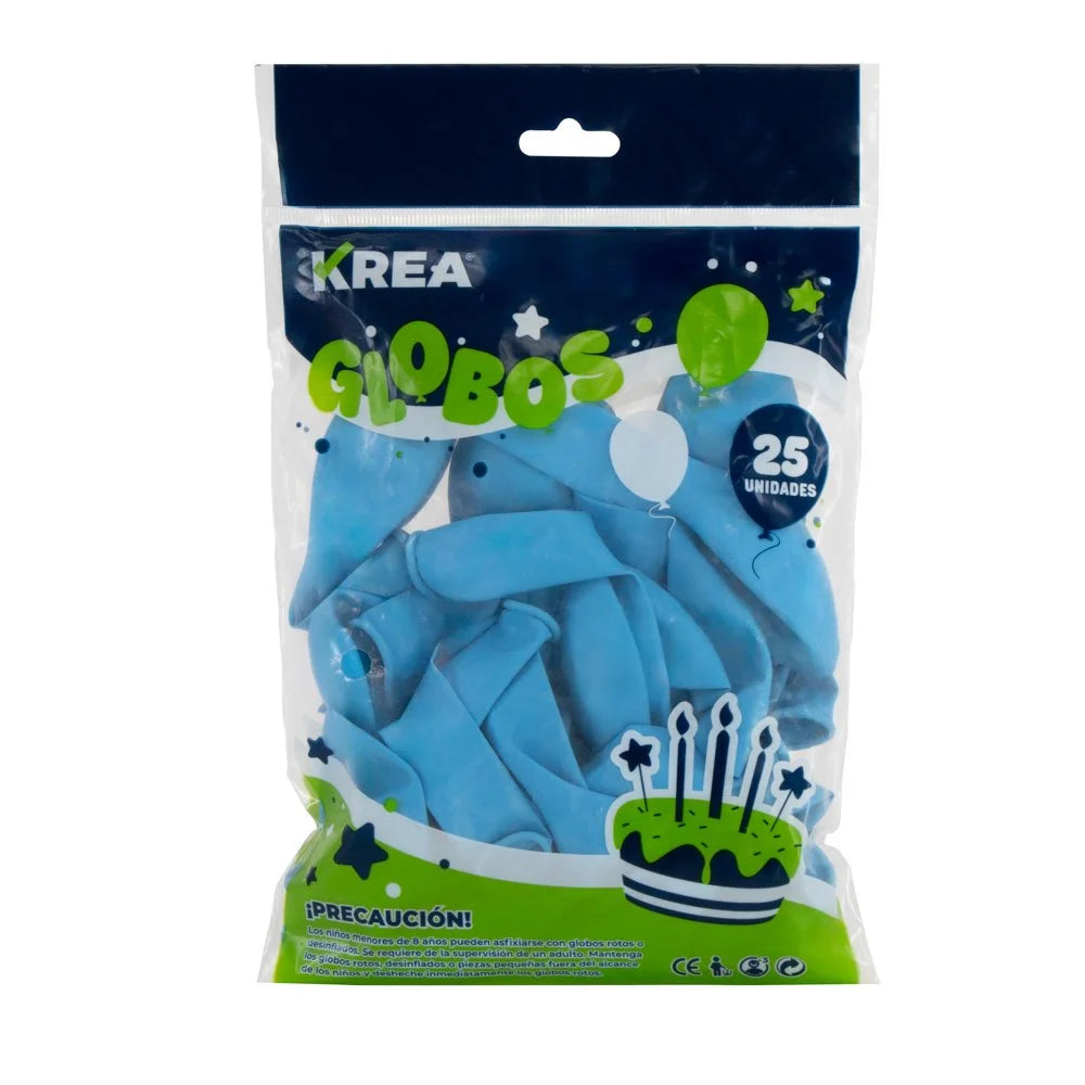 Globo Latex Standar Krea 10" Bolsa de 25pcs Celeste