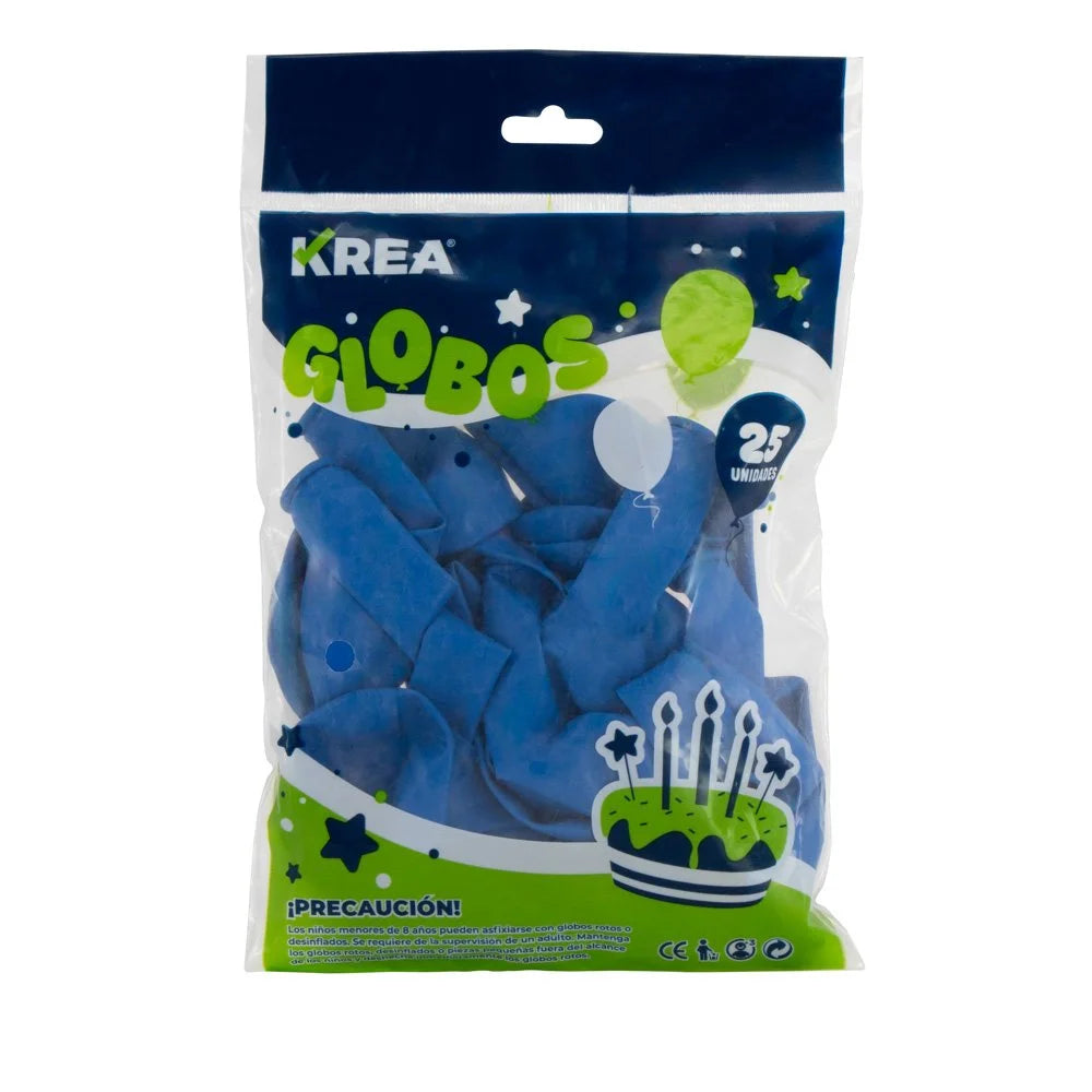 Globo Latex Standar Krea 10" Bolsa de 25pcs Azul