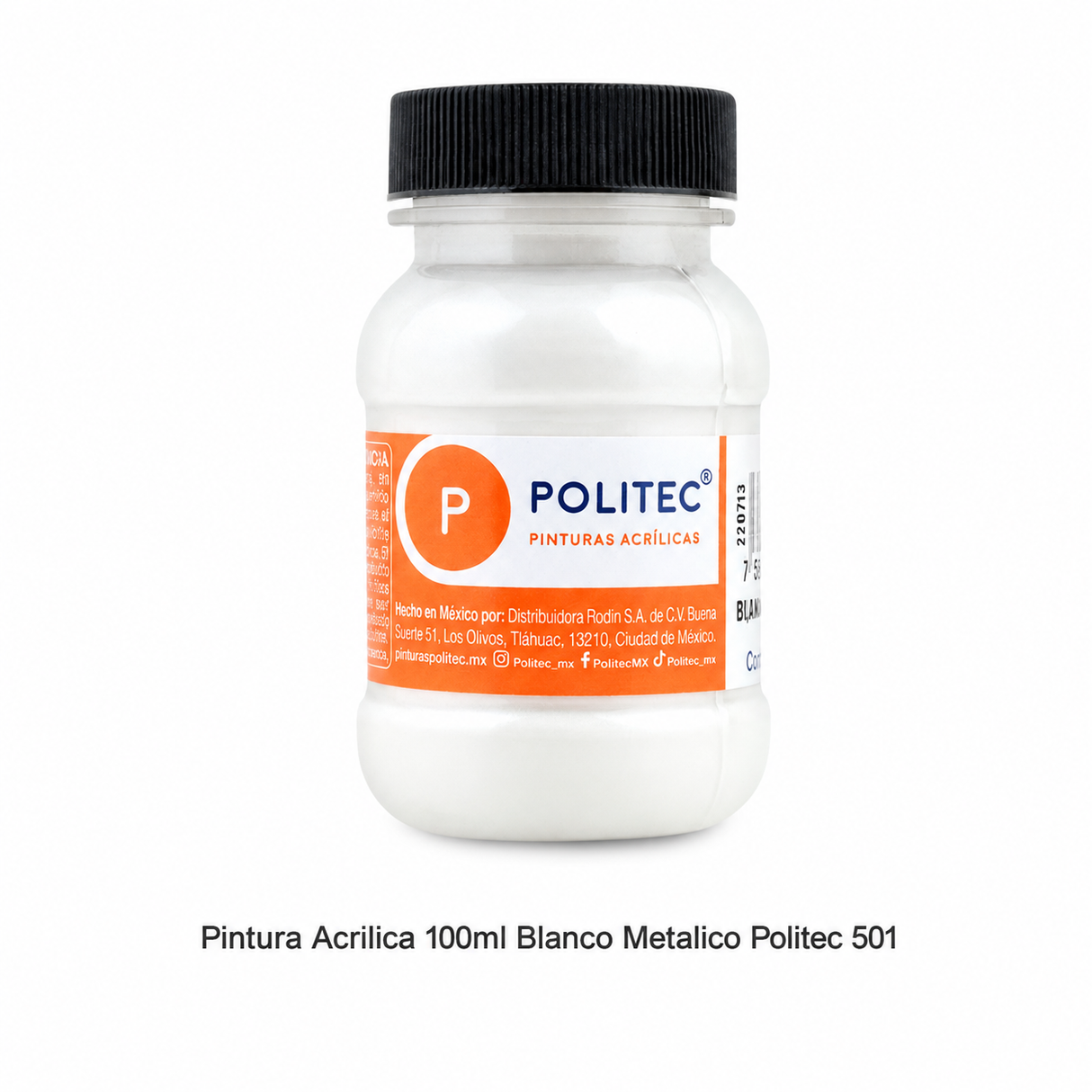 Pintura Acrilica 100ml Blanco Metalico Politec 501