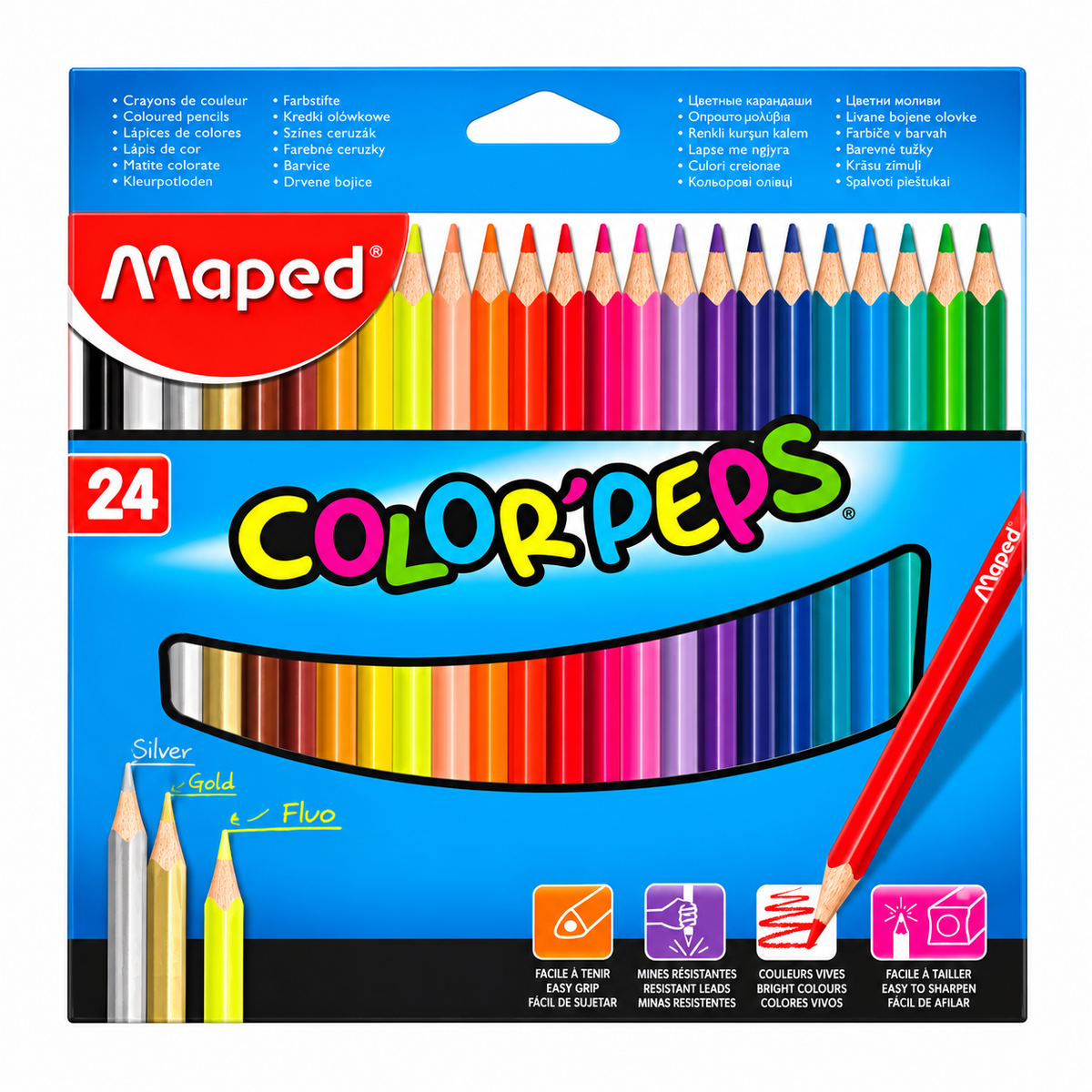 Crayon de Madera Maped 183224 Color Peps Triangular Largo 24 Colores