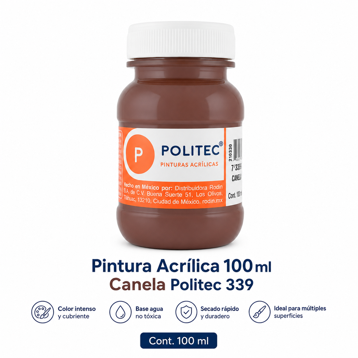 Pintura Acrilica 100ml Canela Politec 339