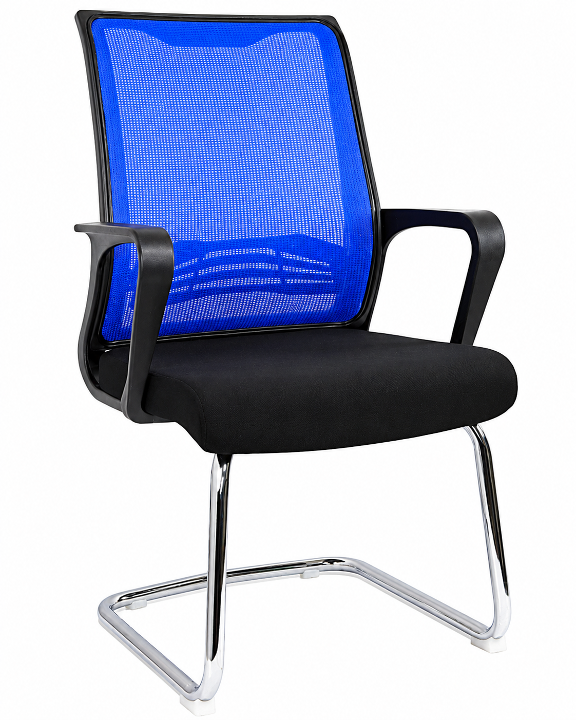 Silla de Visita Malla Azul DC-108A con Brazos y Base Trineo