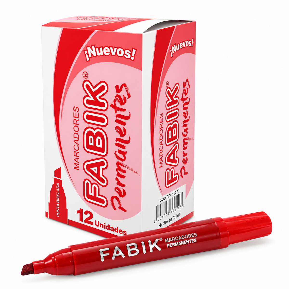 Marcador Permanente Fabik Punta Biselada Rojo
