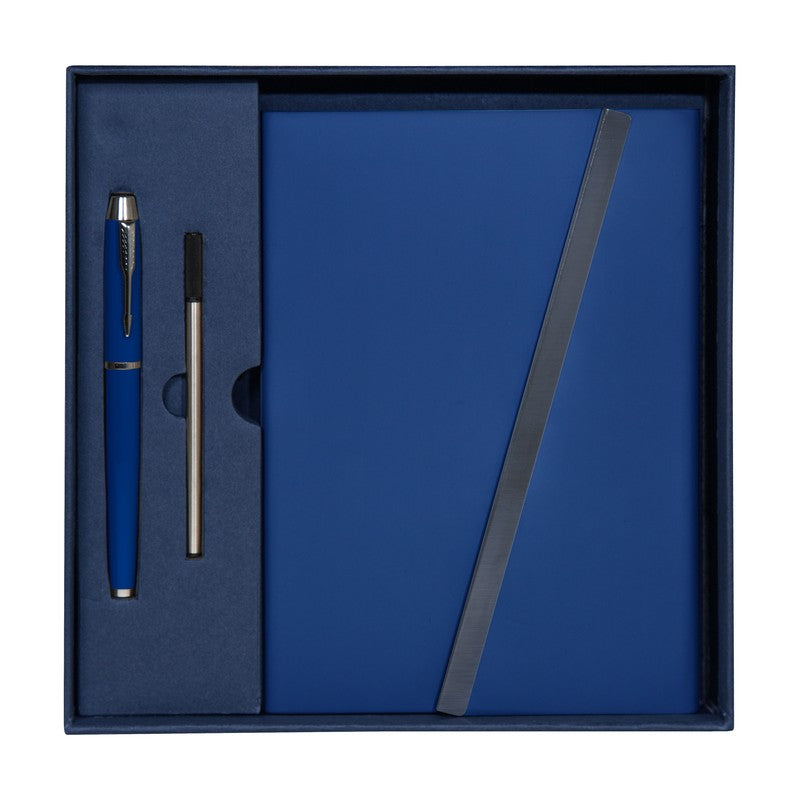 Libreta JINSEI Set de Regalo Solapa Magnética Bolígrafo Metálico Azul