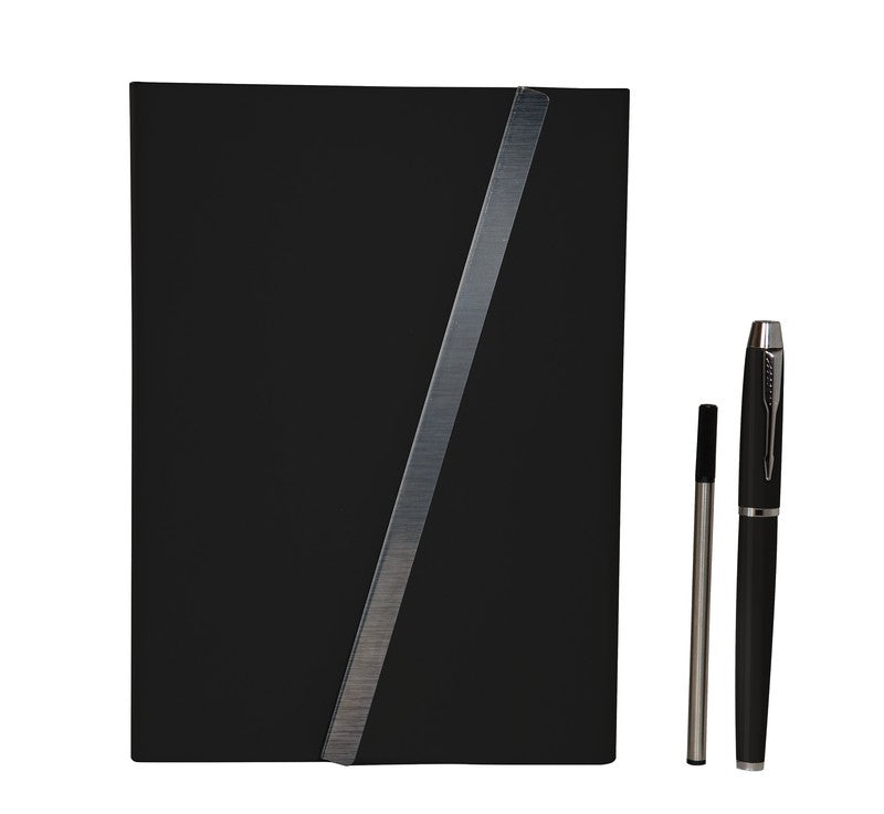 Libreta JINSEI Set de Regalo Solapa Magnética Bolígrafo Metálico Negro