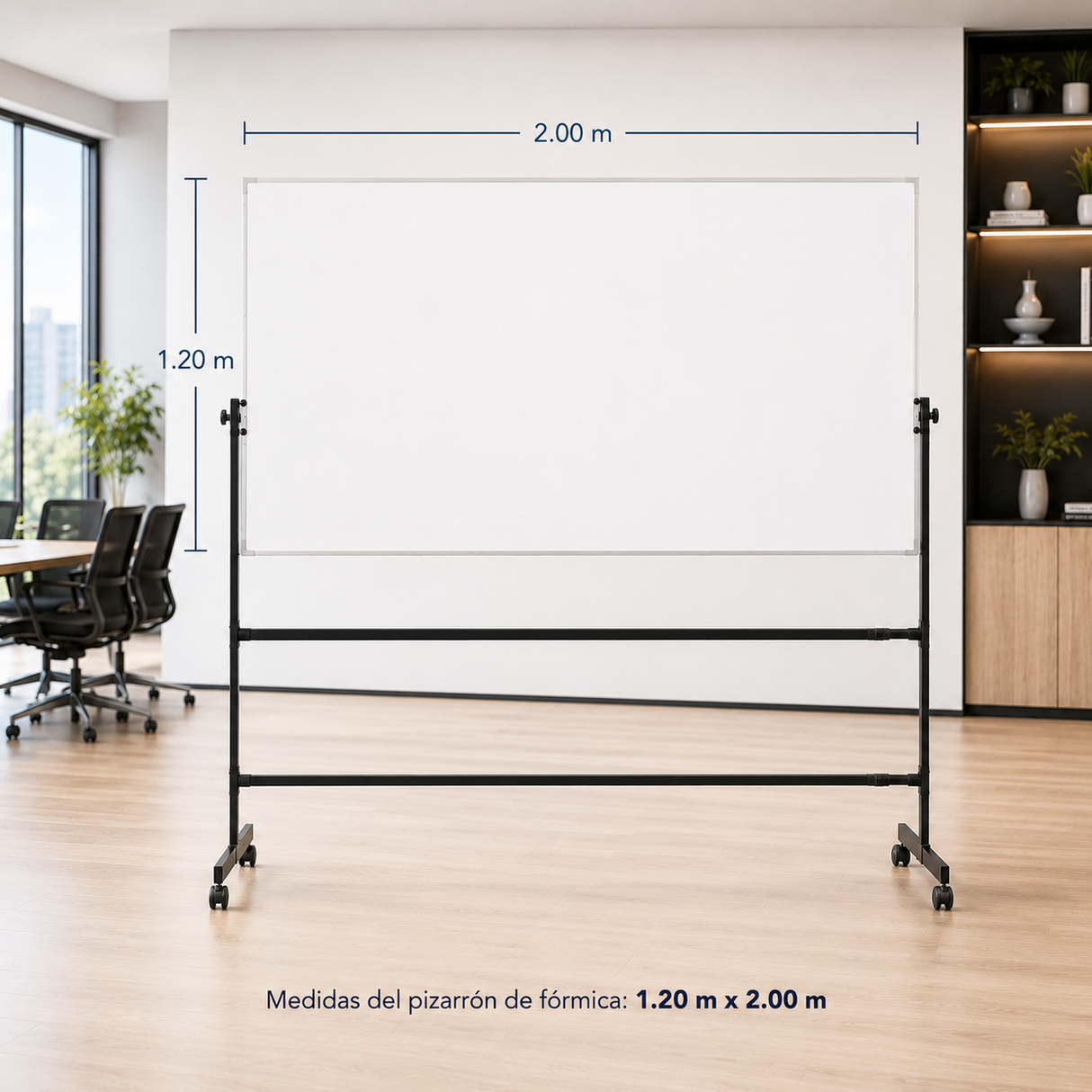 Pizarron Blanco con Tripode de Ruedas 200 x 120 cm (LD108+LD001)