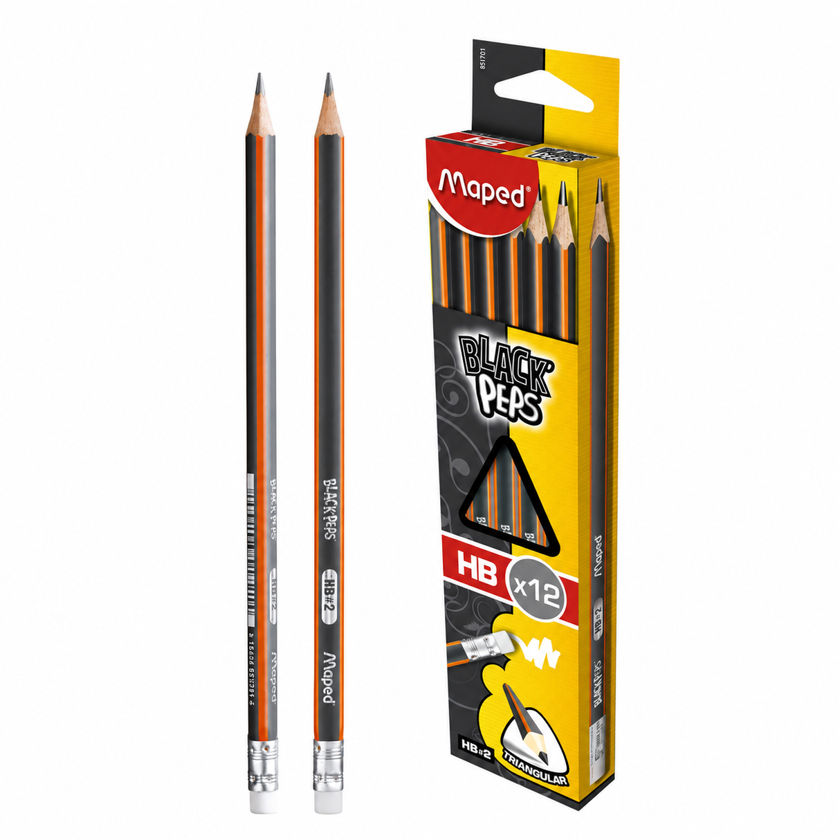 Lapiz Triangular Negro/Naranja Black’Peps Maped 851721