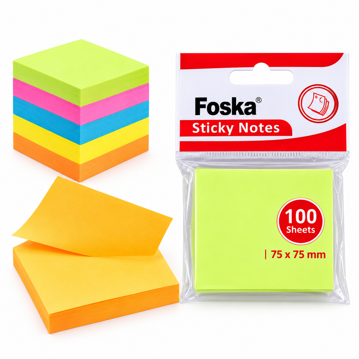 Notas Adhesivas 1.5x2" 100H Neon Foska G1520-1