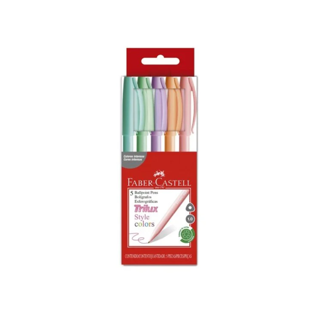 Bolígrafo Faber Castell Trilux Bx5 Colores Pastel (240)
