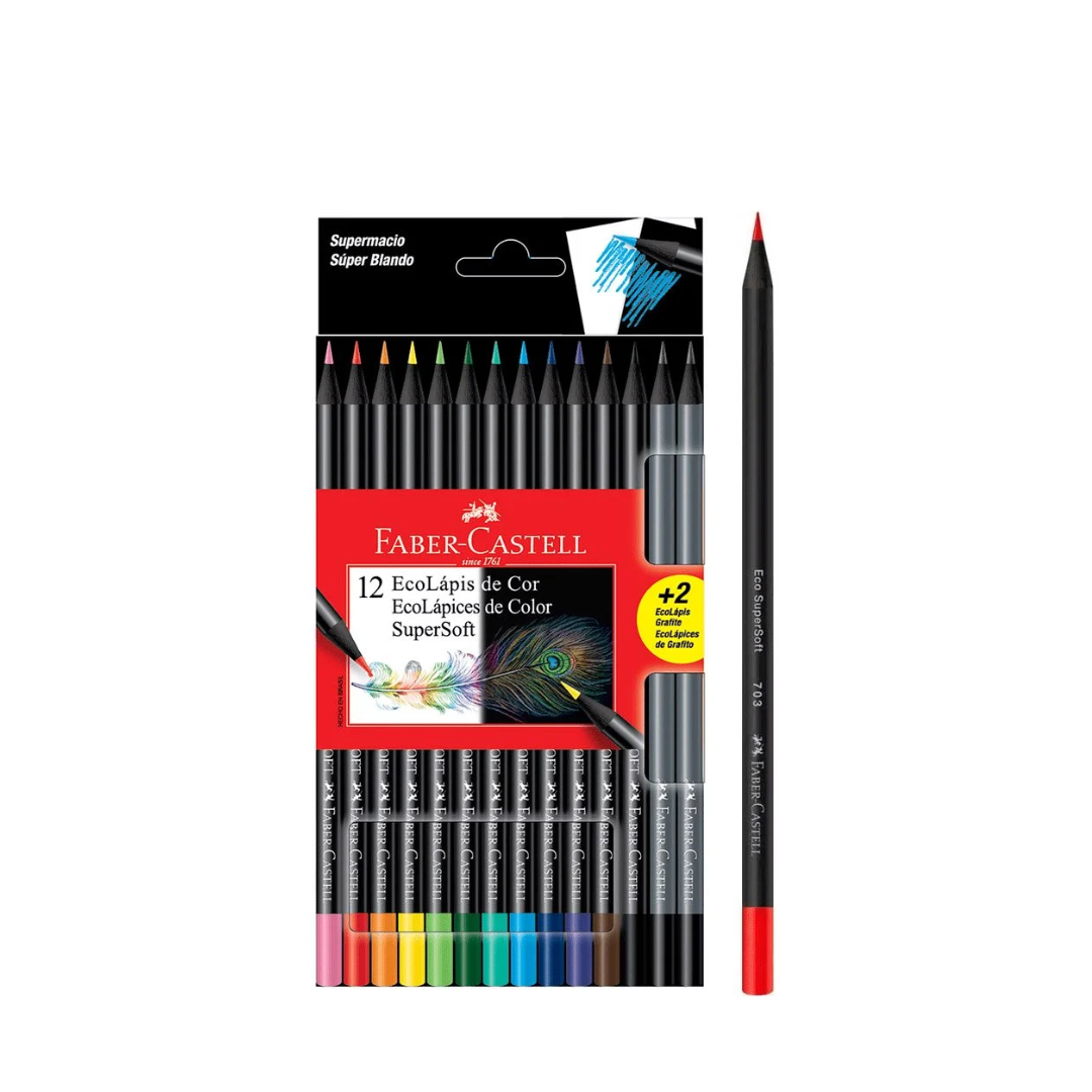 Crayon Madera 12 col Largo SuperSoft Faber Castell
