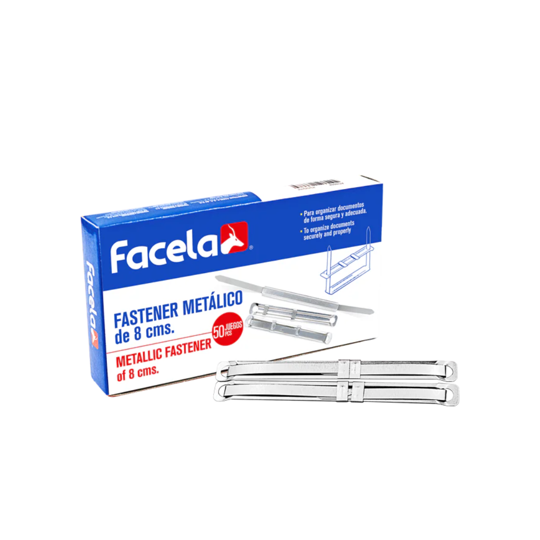 Fastener Metálico (8cm) Caja 50pcs. Facela