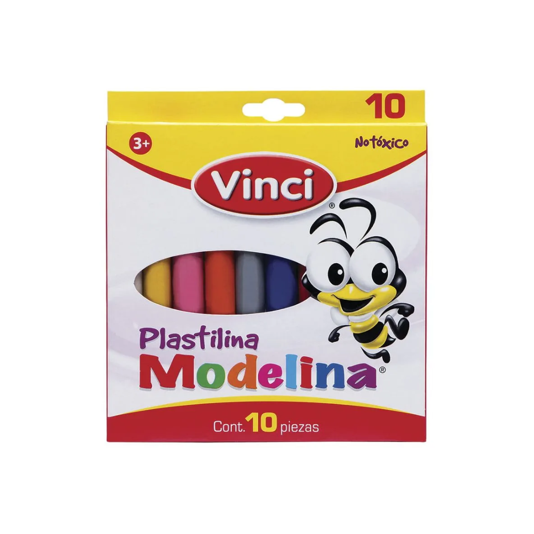 Plasticina en Barra. Caja x 10 Colores. 180gr. Vinci