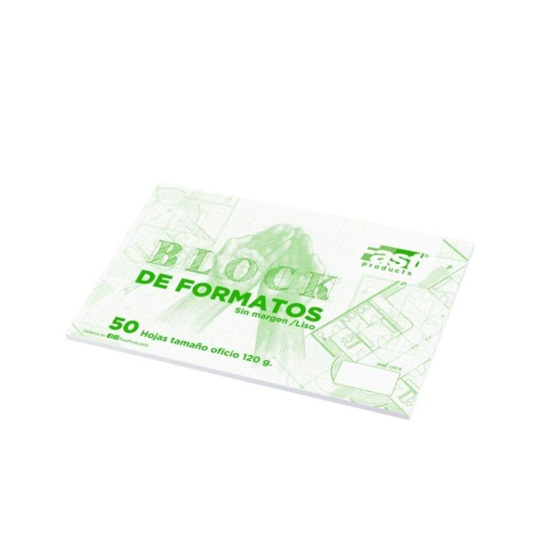 Block de Formato Liso. 120grs. Tamaño Oficio. 50H. Fast