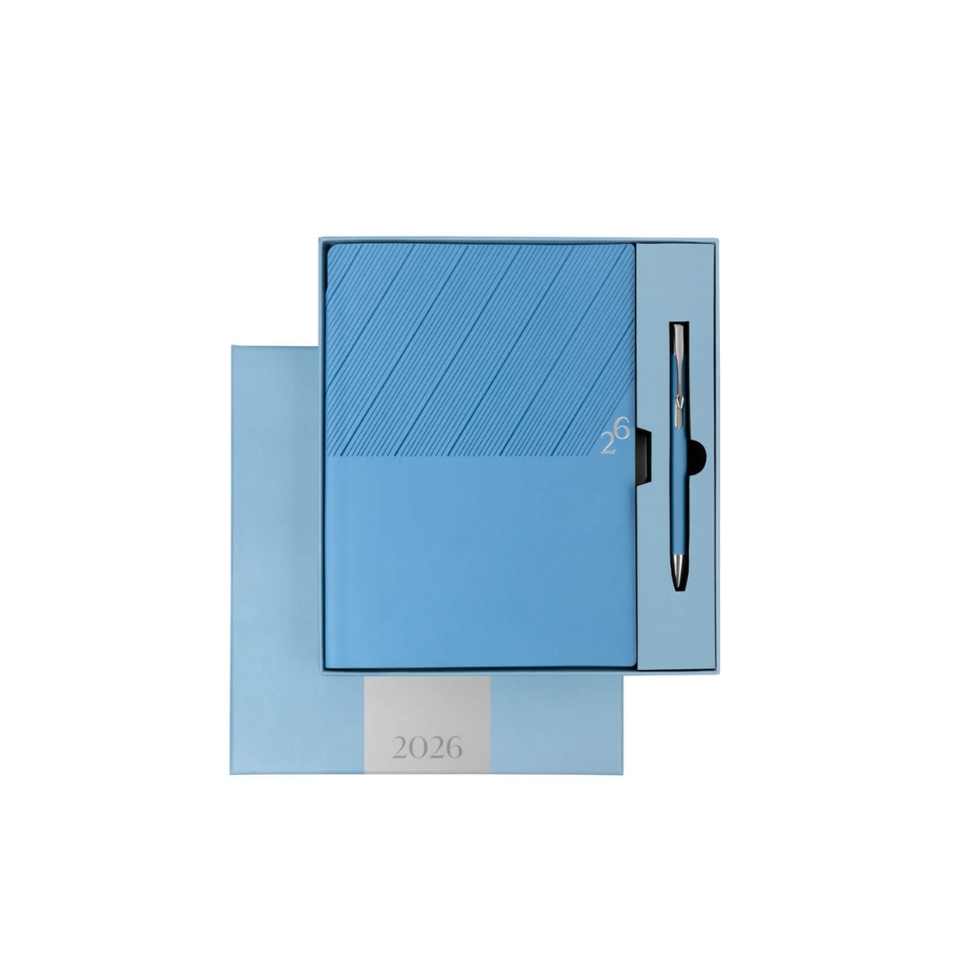 Agenda Clásica Semanal 2026 Celeste.