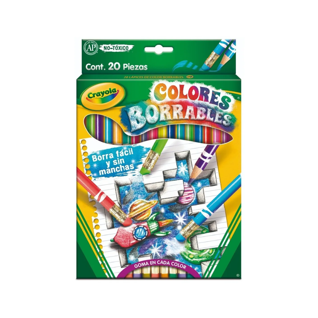 Crayón Madera 20 col Largo Borrable Crayola