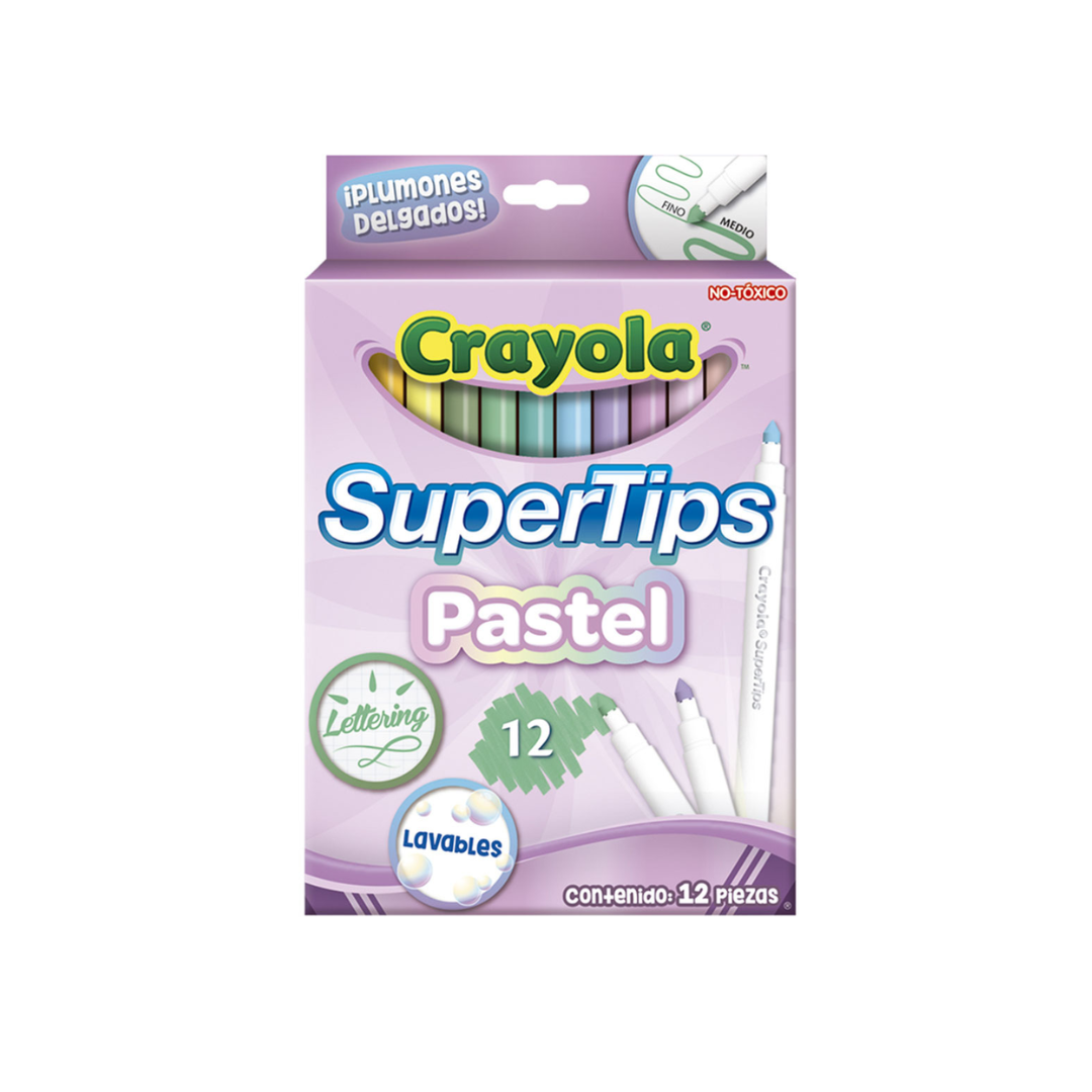 Marcador Estuche 12c Delgado Lavable Pastel Crayola