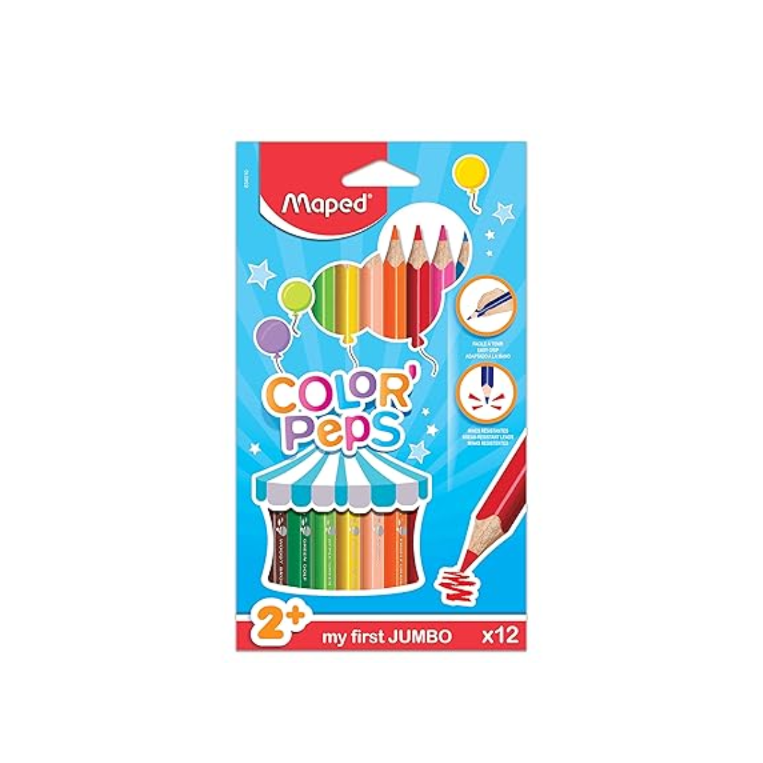 Crayón Madera 12 col Largo Jumbo Maped