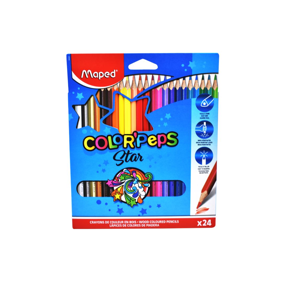 Crayón Madera 24c Largo Color Peps Triangular Maped