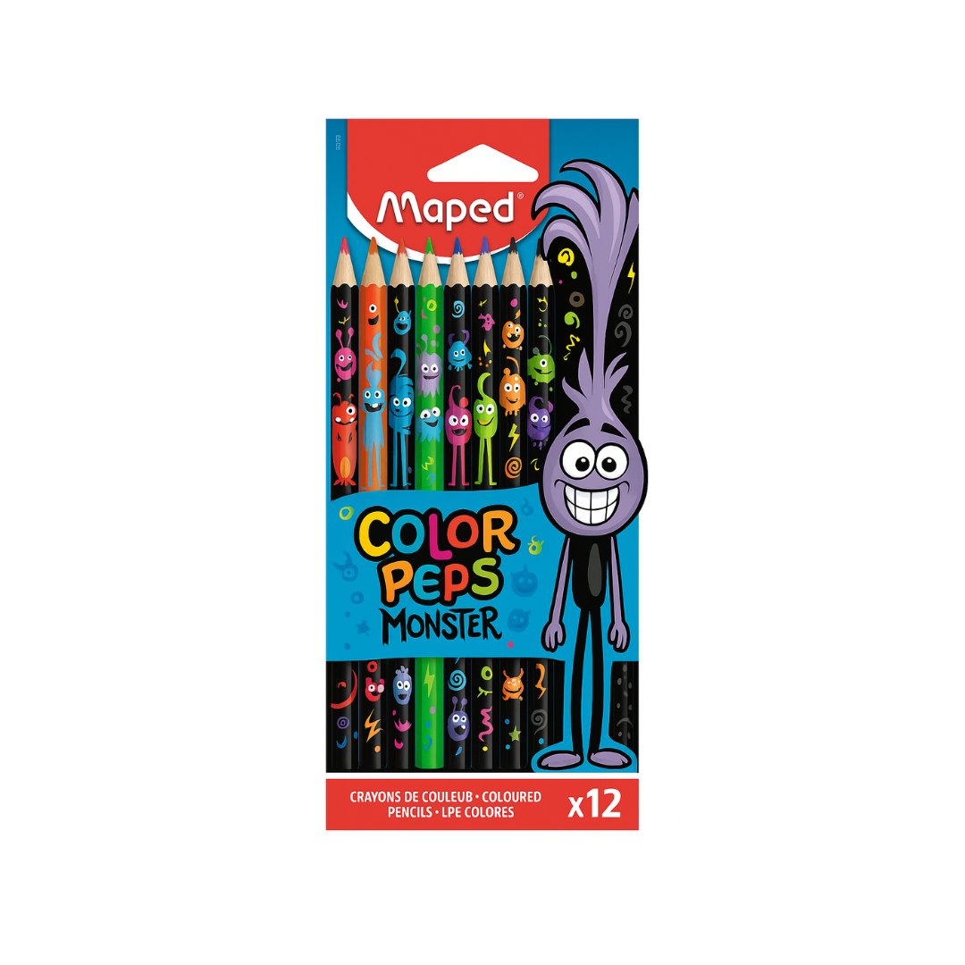 Crayón Madera 12 col Largo Monster Maped