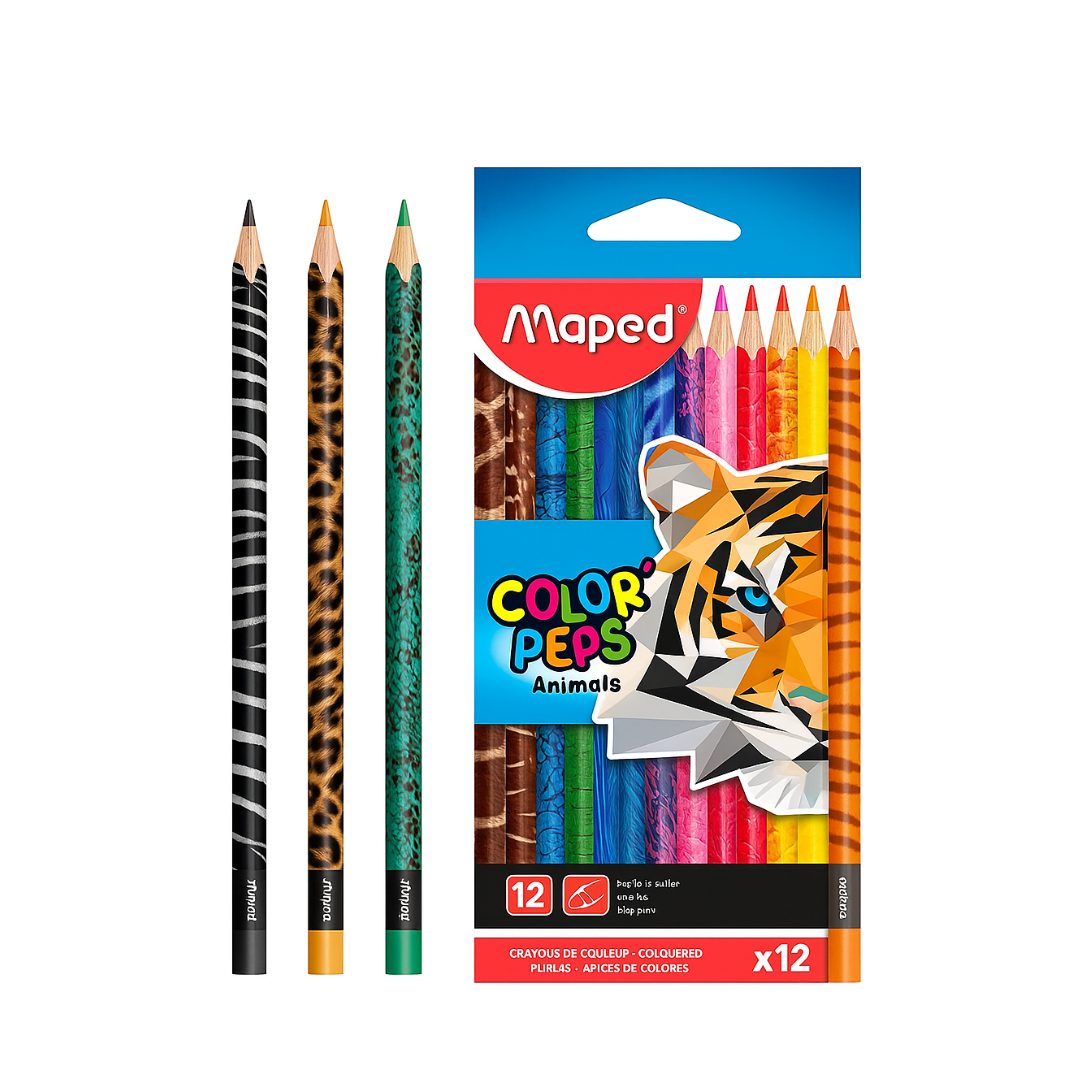 Crayón Madera 12c Largo Peps Animales Maped