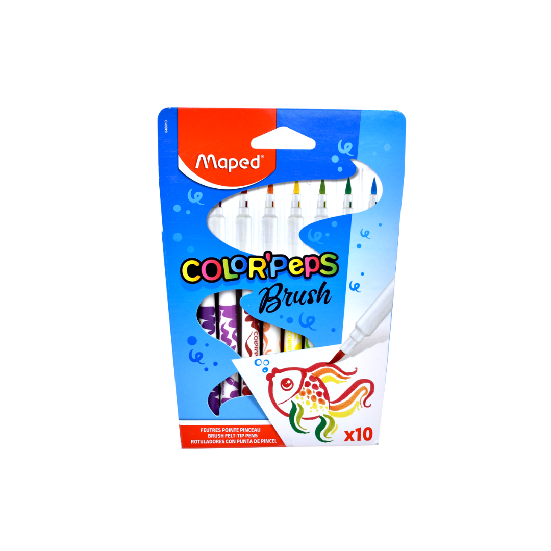 Marcador Estuche 10c Punta Pincel Maped