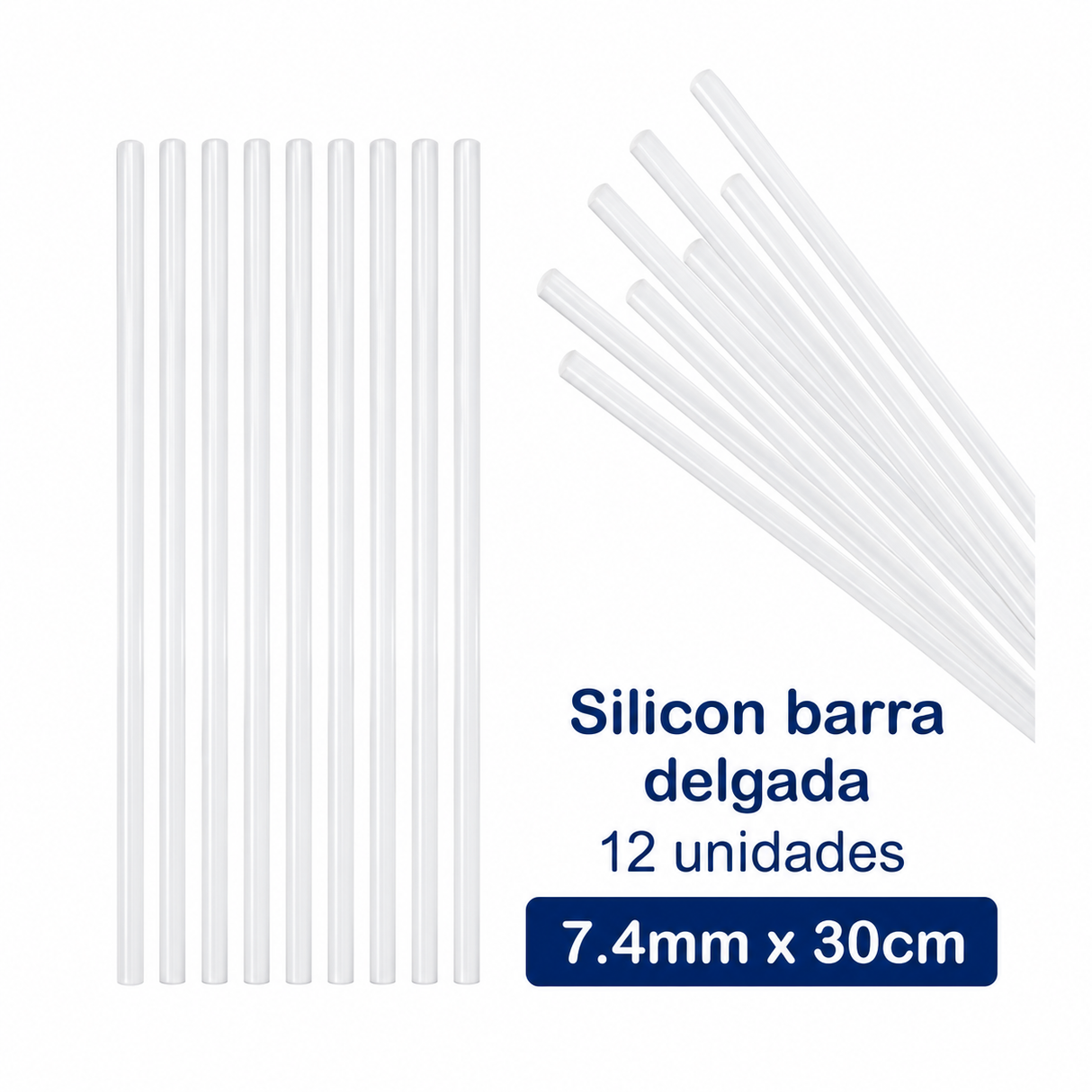 Silicon Barra Delgada Bolsa x 12 unid 7.4mm x 30cm