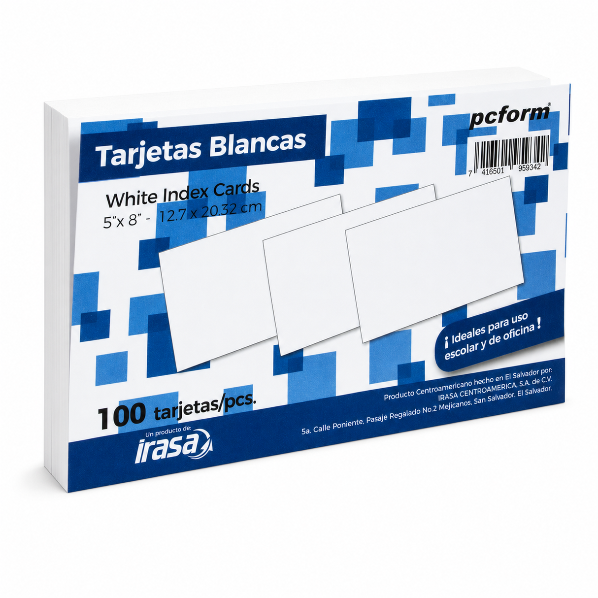 TARJETAS / FICHA BIBLIOGRAFICA 5X8" PX100 BLANCAS IRASA 321