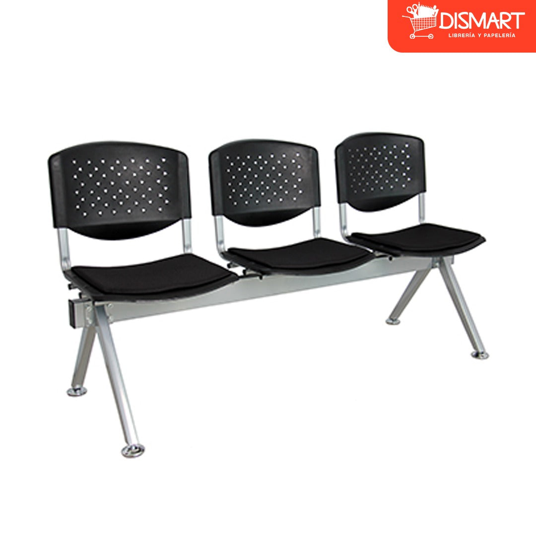 Bateria de sillas 3 puestos Negro (DC-3343N)