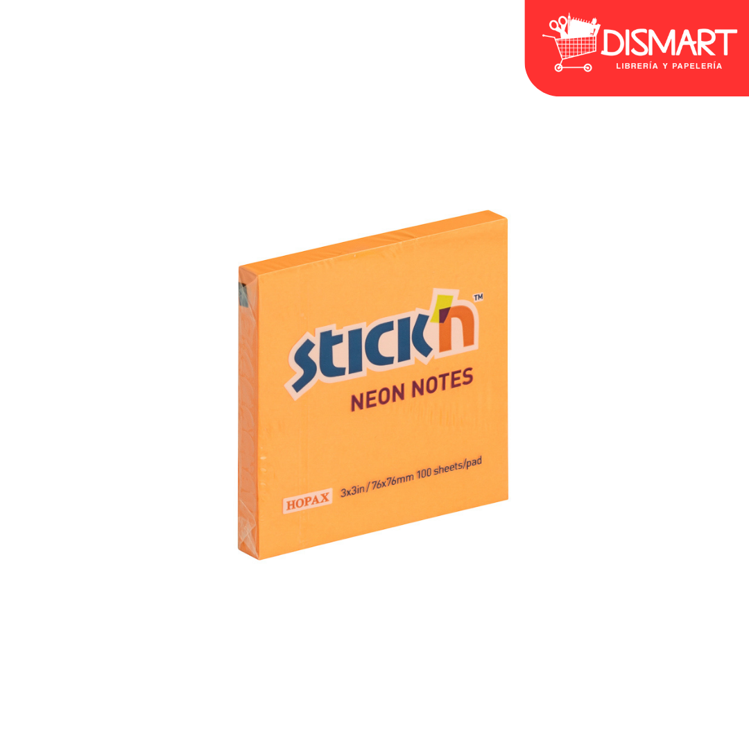 Block stickn 21164 3x3" neon naranja