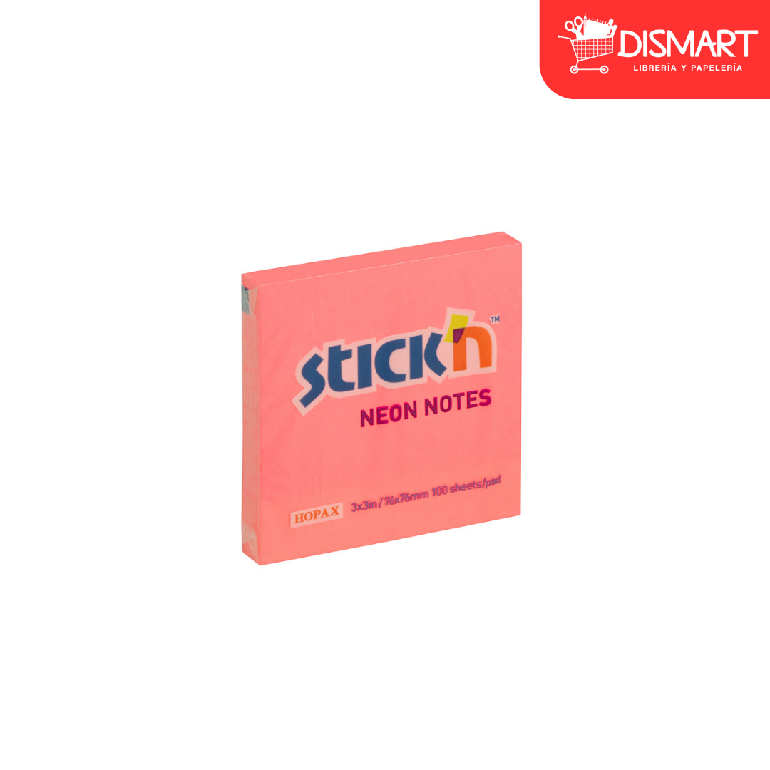 Block stickn 21166 3x3" neon rosado