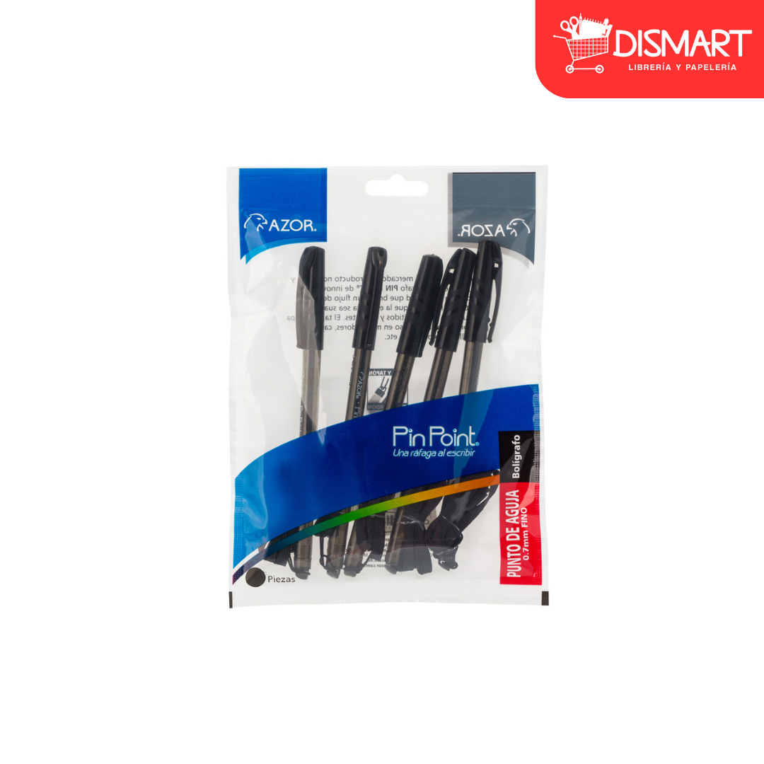 Boligrafo azor 6805ne fino 0.7mm bx5 c cordon