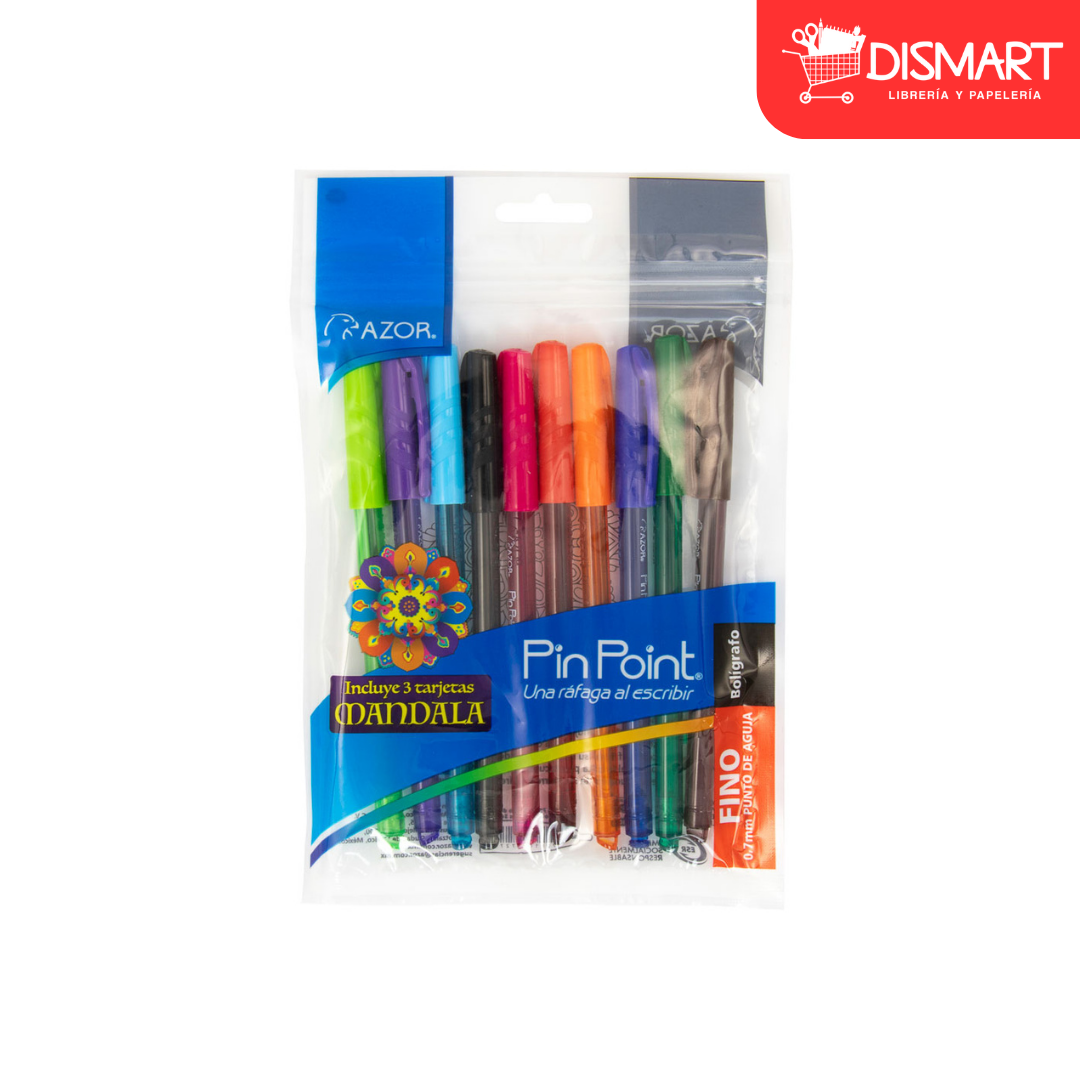 Boligrafo azor 6810 fino 0.7mm bx10 con mandalas