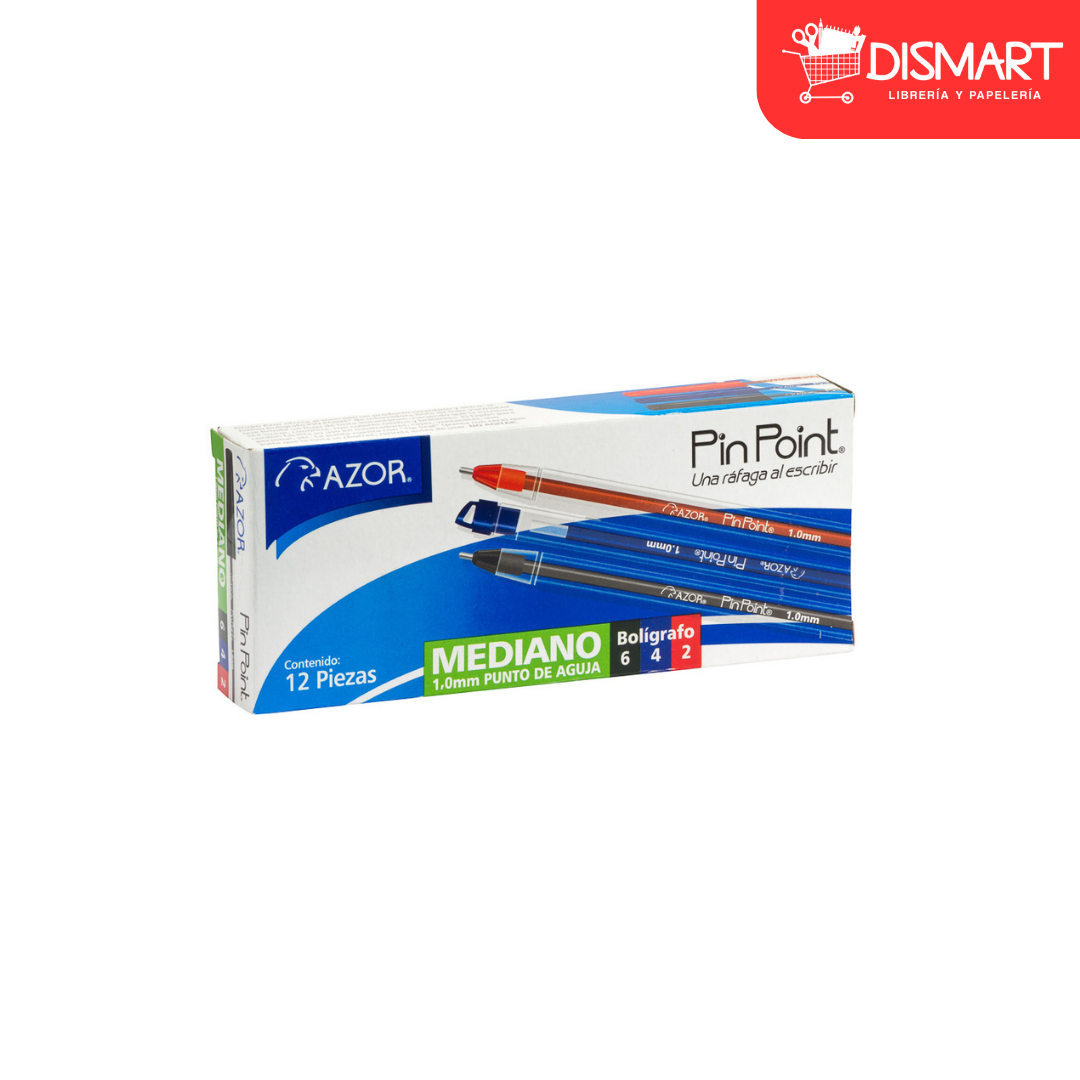 Boligrafo azor 6830cs mediano 1.0mm cx12 colores surtidos