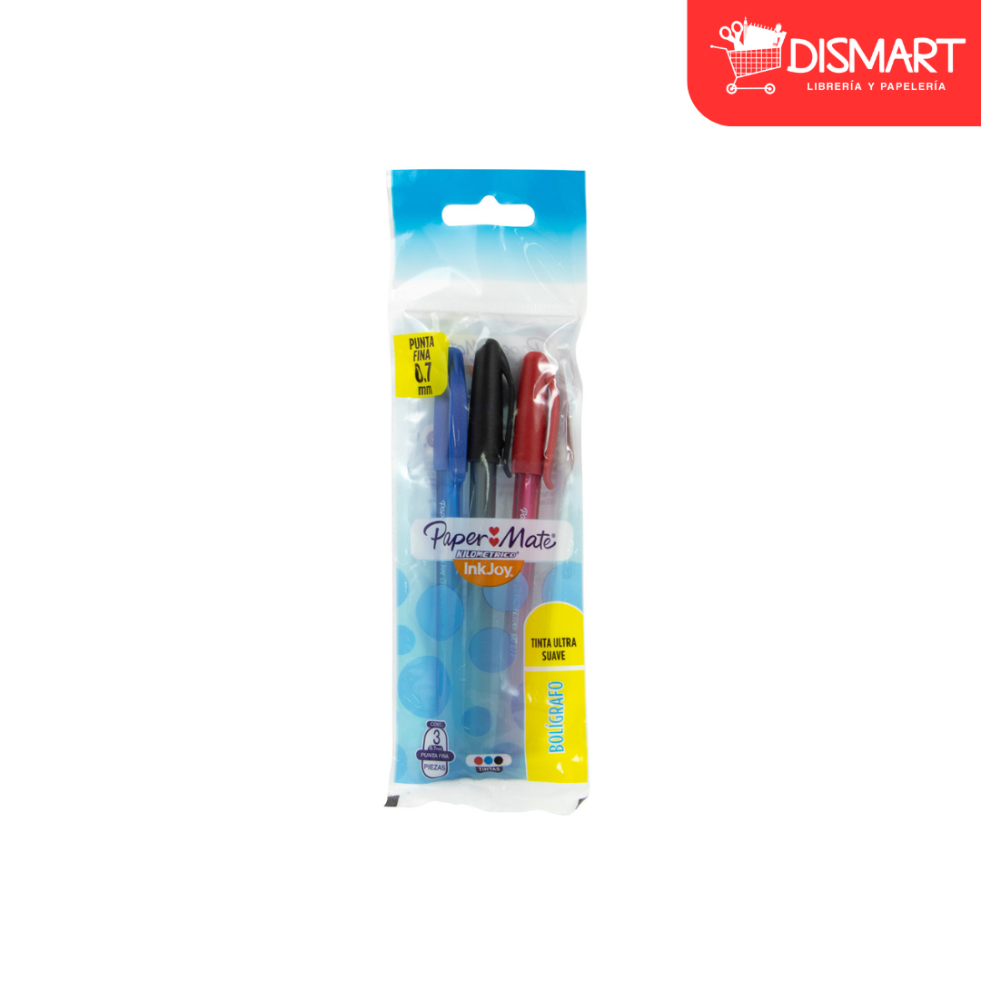 Boligrafo paper mate kilometrico 100 bx3 punto fino ne/az/ro