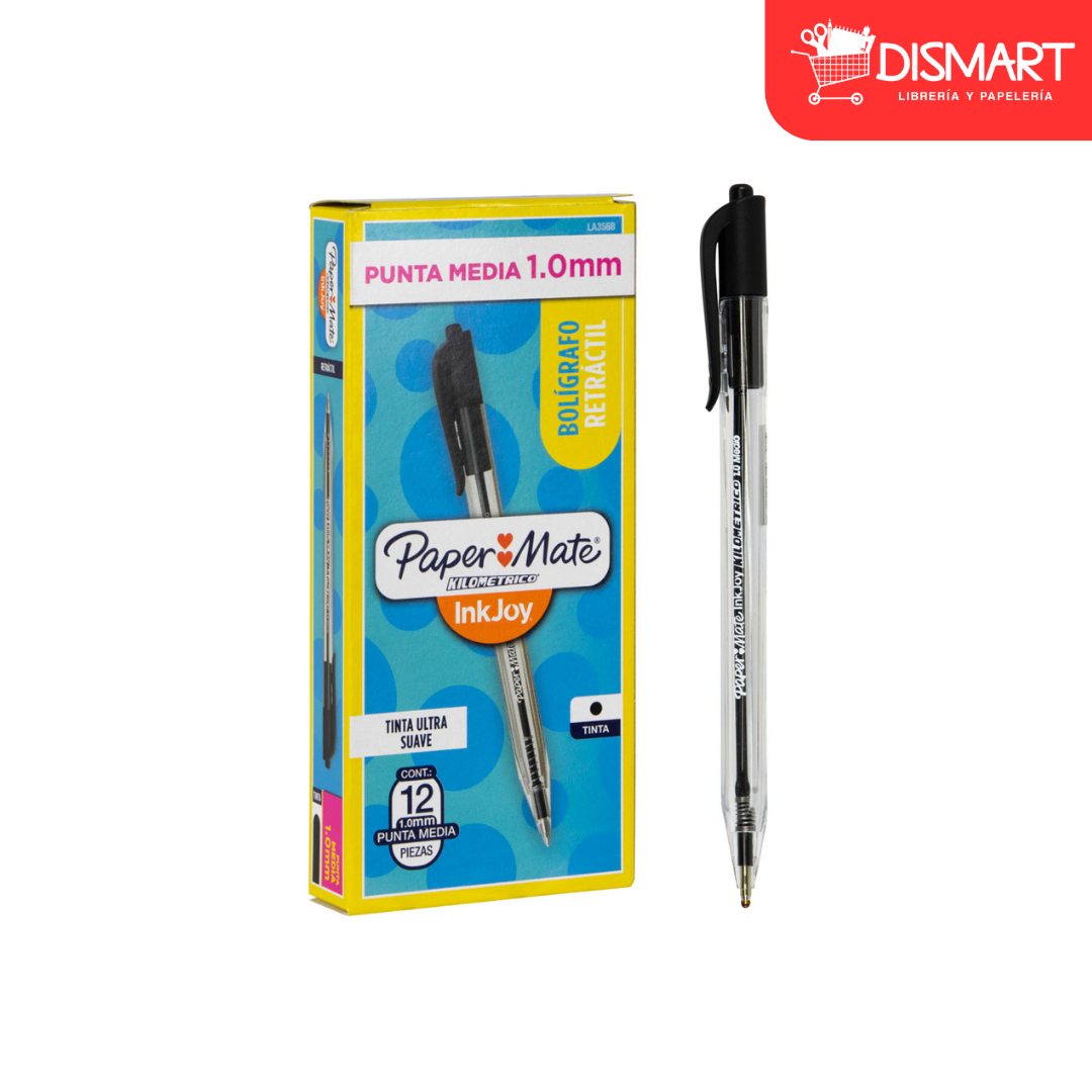 Boligrafo paper mate kilometrico 100 retractil negro