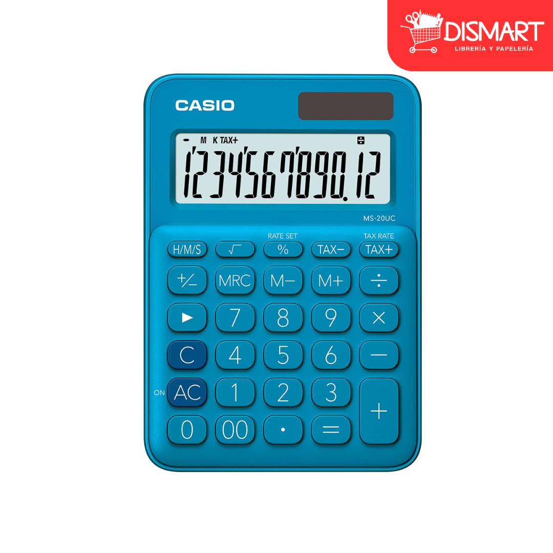 Calculadora de escritorio casio ms-20uc-bu 12 digitos celeste