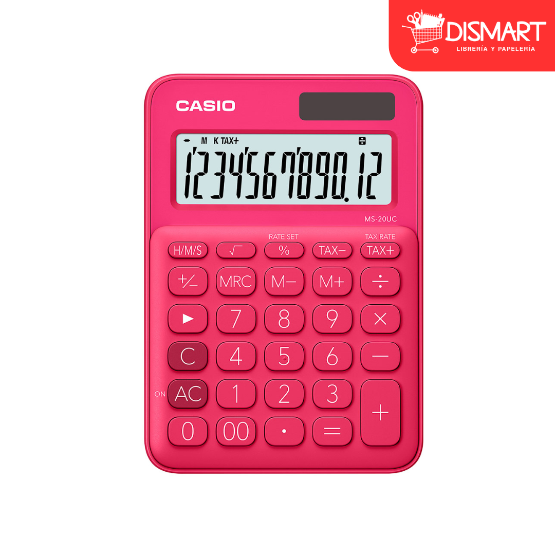 Calculadora de escritorio casio ms-20uc-rd 12 digitos fuccia