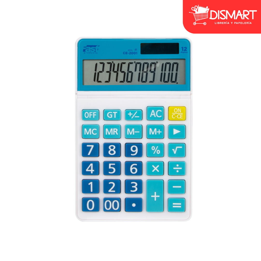 Calculadora de escritorio fast ce-2001 12 dig celeste