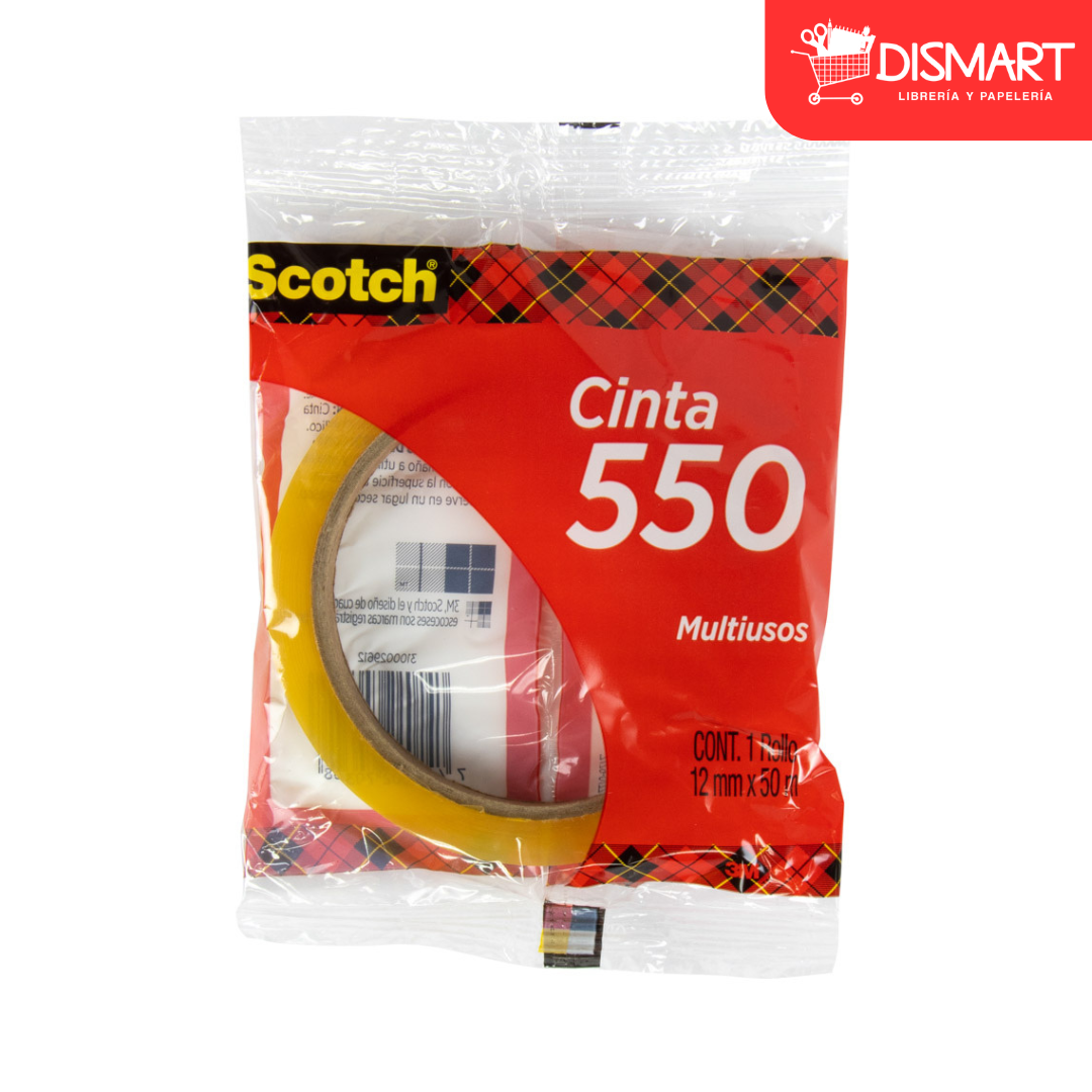 Cinta adhesiva scotch 550 12mmx50m amarilla