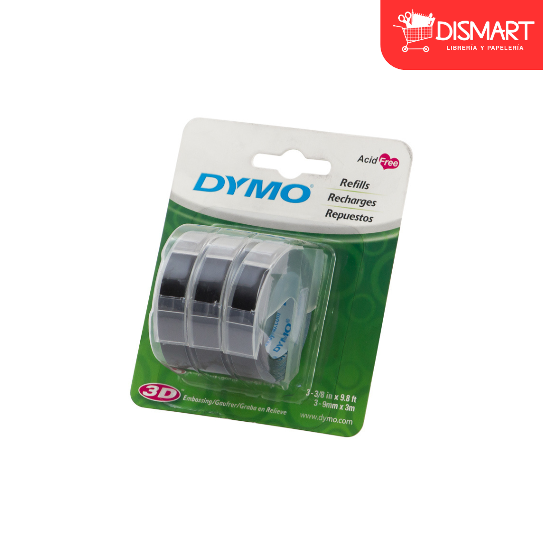 Cinta dymo 1741670 px3 rollos plastica negro