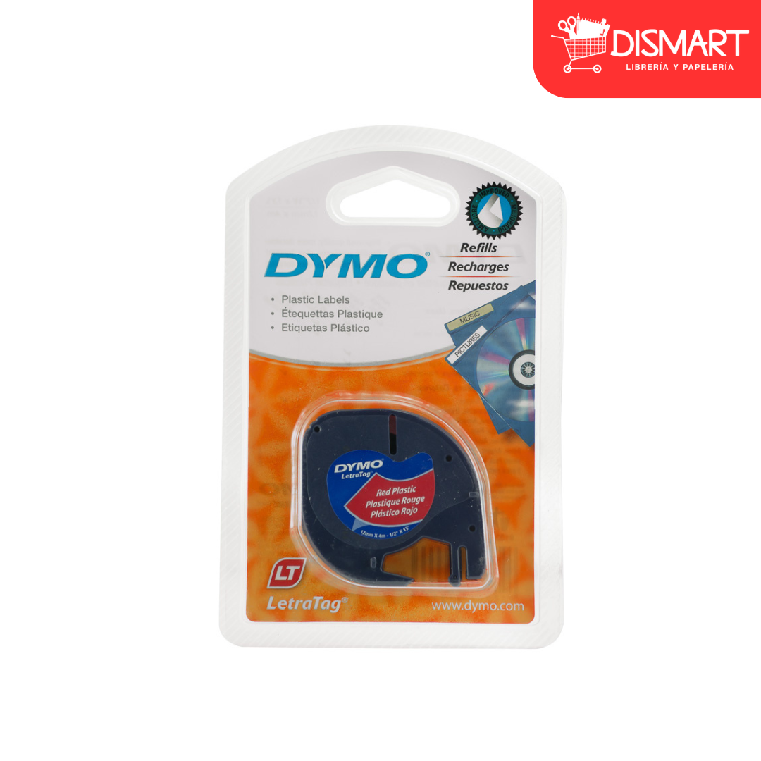 Cinta dymo 91333 letratag plastica rojo
