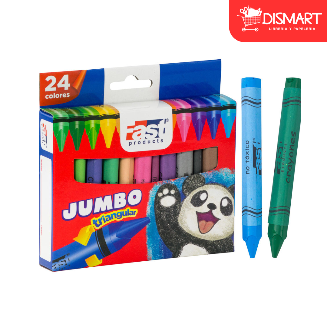 Crayon de cera fast t224 triangular 24 col jumbo