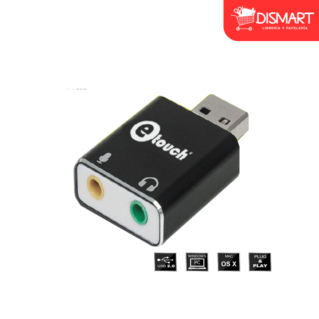 Adaptador de audio y microfono via puerto usb en aluminio - etouch®