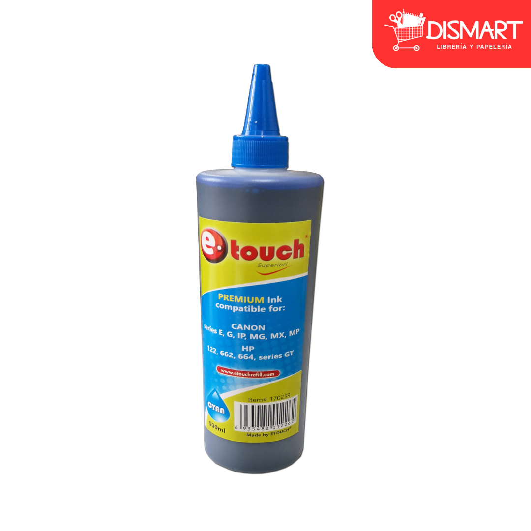 Tinta medio litro universal canon / hp cyan etouch®